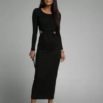 Сексуальное облегающее платье с круглым вырезом, однотонное, с разрезом, женское летнее элегантное длинное платье с открытой спиной, женское платье, модный принтованный халат 26339 S орион