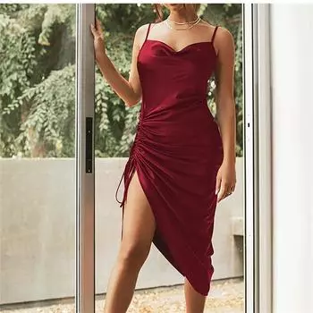 Сексуальное открытое корсетное платье макси, праздничное платье, женское платье с лямкой на шее и вырезом, длинные платья с разрезом, летняя Клубная одежда с открытой спиной, халат миди S