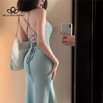 Сексуальное платье без рукавов с глубоким V-образным вырезом и вышивкой, тонкое платье с открытой спиной, бальное платье, длинное платье, платье в вечернем стиле S серый