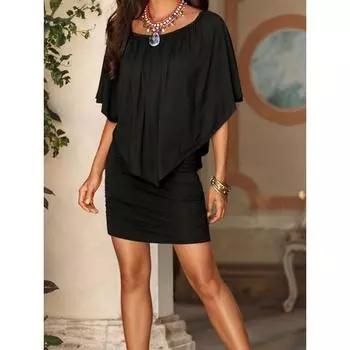 Сексуальное платье больших размеров, женское плиссированное облегающее платье с банданой и подолом с открытыми плечами XL чёрный