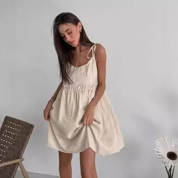 Сексуальное платье-халтер на весну и лето S абрикосовый