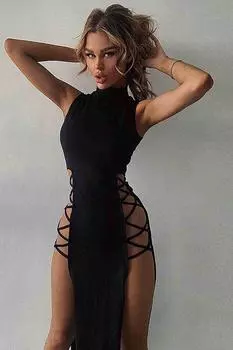 Сексуальное платье Merry See с глубоким вырезом, черное