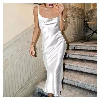 Сексуальное платье-рыбий хвост с бретельками для чулок, вечернее платье, ночная рубашка S белый