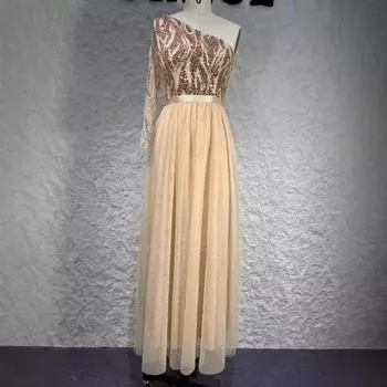 Сексуальное платье с открытой спиной и косыми плечами, расшитое пайетками, женское вечернее платье, женское S темно-синий