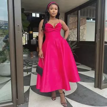 Сексуальное платье-трапеция с высокой талией для европейских и американских женщин, розово-красное, на подтяжках, новинка 2025 года Small розы красного