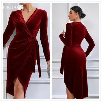 Сексуальное платье vЖенское нестандартное платье средней длины Коктейльное платье с воротником и S вино красного