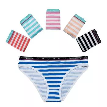 Сексуальное полосатое бикини, хлопковые женские трусы, женские трусики, нижнее белье, трусы для девочек, комплект, новый, 6 шт./лот M
