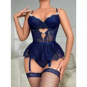 Сексуальное полуночное искушение, возбуждающее эротическое нижнее белье, кружевная вышивка, страсть ко Дню святого Валентина, униформа S