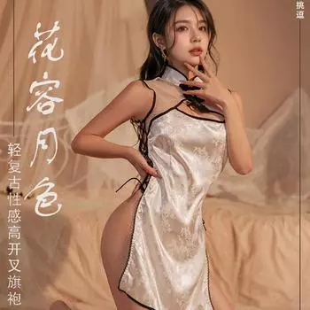 Сексуальное порно женское белье, ажурная вышивка в стиле ретро, прозрачный чонсам, соблазнительный комплект для ролевых игр One Size