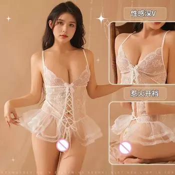 Сексуальное порно Женское нижнее белье Кружевная пижама сексуальная открытая кабинка сорочка соблазнительная горячая страсть свободная униформа комплект чистое желание чистая пряжа One Size