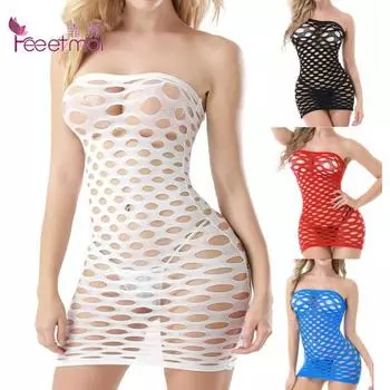 Сексуальное прозрачное обтягивающее ночное платье, хорошее эластичное эротическое белье, мини-платье с полостями, женская одежда