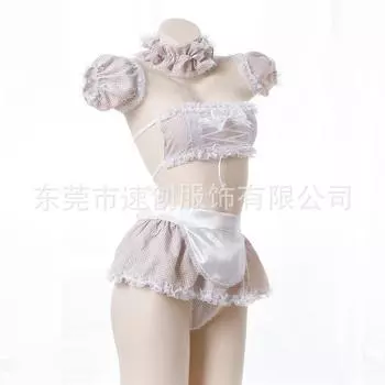 Сексуальное японское эротическое нижнее белье топ-труба клетчатый трехточечный костюм страсть игривая одежда горничной одежда горничной One size