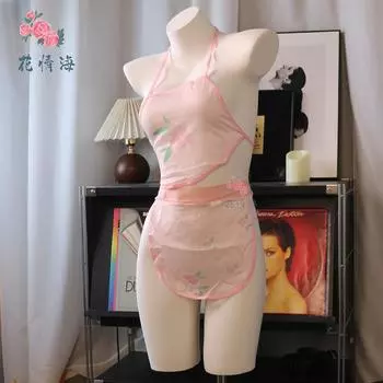 Сексуальное ретро перспективное нижнее белье с карманом на животе, соблазнение, стиль чистого желания, ханьфу, сексуальный косплей One size