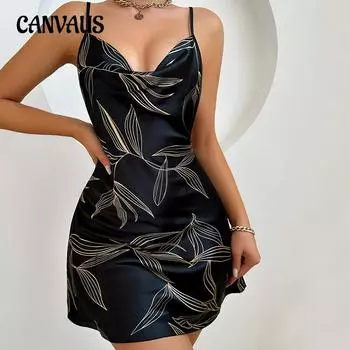 Сексуальное розовое платье-халтер, дышащая имитация шелка, пижамы для женщин, ночные рубашки с открытой спиной и халтером S чёрный