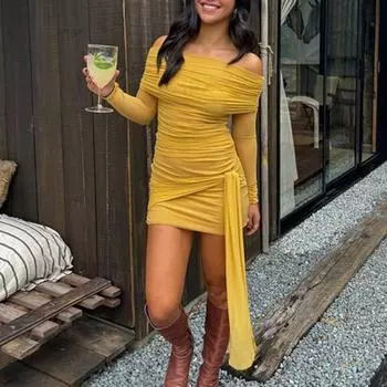 Сексуальное сетчатое платье без бретелек и облегающее бедра в европейском и американском стиле для весны и лета S зелёный