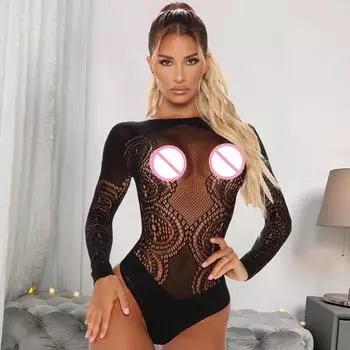 Сексуальное сетчатое прозрачное облегающее нижнее белье, женская цельная одежда, комбинезон, эротический перспективный костюм-боди XXS