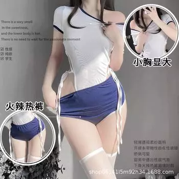 Сексуальное школьное белье чистое желание униформа страсть костюм открытая промежность соблазнение женская постельная одежда 9147 average size