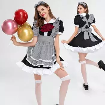 Сексуальное сладкое готическое платье Лолиты, костюм горничной, аниме, косплей, униформа горничной, костюм на Хэллоуин для женщин и девочек xxl