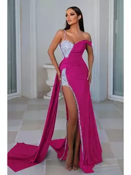 Сексуальное вечернее платье цвета металлик 2024 для женщин XXL розы красного