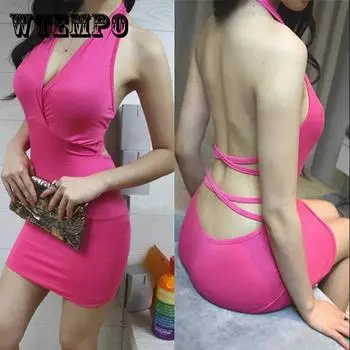 Сексуальное вязаное женское платье без рукавов с лямкой на шее, обтягивающее платье на бедрах, однотонное облегающее летнее платье XL чёрный