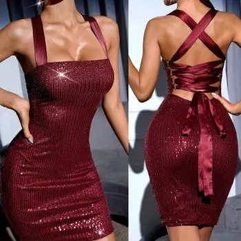 Сексуальное зеленое платье с пайетками в стиле ретро для женщин S зелёный