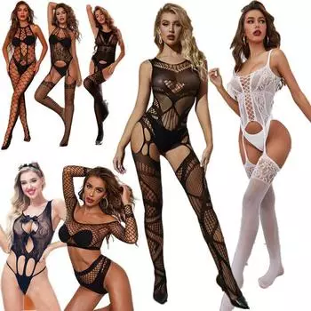 Сексуальное женское белье, боди, нижнее белье, облегающие сексуальные костюмы Тедди, порно, популярное женское нижнее белье, черные эластичные сетчатые чулки 1