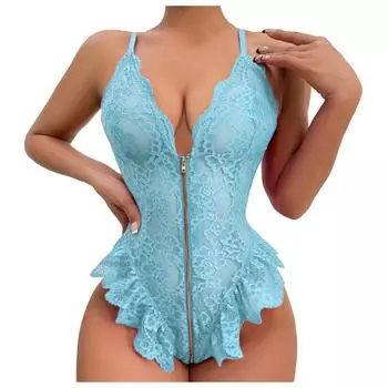 Сексуальное женское белье Эротическое кружевное боди Babydoll на молнии комбинезон Тедди Чувственное нижнее белье для секса Lenceria Порно костюмы S