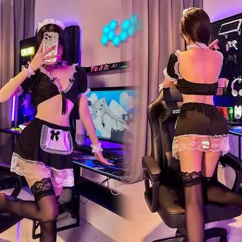 Сексуальное женское белье Passion Bar Uniform Maid Maid Косплей Японский мягкий милый кружевной соблазнительный костюм One size