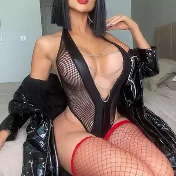 Сексуальное женское белье с металлической цепочкой, открытое боди, женское нижнее белье, ажурное сексуальное сетчатое лоскутное кожаное эротическое цельное платье XL