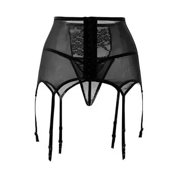 Сексуальное женское белье с высокой талией, кружевное, сексуальное, регулируемое, с подвязками S чёрный
