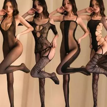 Сексуальное женское белье сетчатые колготки перспектива порно ажурные чулки для сексуального боди женские пижамы растягивающиеся открытые чулки для всего тела One Size