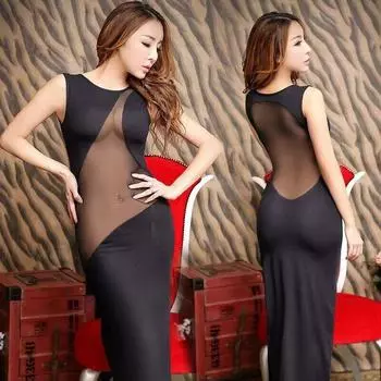 Сексуальное женское белье, сексуальная ночная рубашка для ночного клуба, косплей, сценическая одежда, барная одежда, короткие рукава, длинное платье, костюм One Size