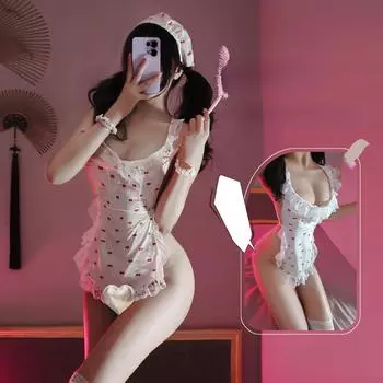 Сексуальное женское белье Сексуальная голая спина кружевной фартук на бедрах костюм горничной униформа чистое желание свободное искушение ночная рубашка One Size