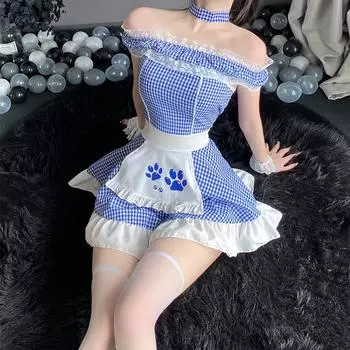 Сексуальное женское белье стиль чистых желаний горничная роба страсть постельная пижама униформа костюм One size (80-60kg)