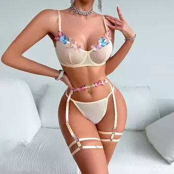 Сексуальное женское белье женское эротическое белье сетчатый прозрачный сексуальный бюстгальтер-бабочка комплект нижнего белья нижнее белье для женщин Ropa De Mujer S