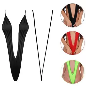 Сексуальное женское цельное микро-стринги, нижнее белье, стринги, боди, бикини чёрный