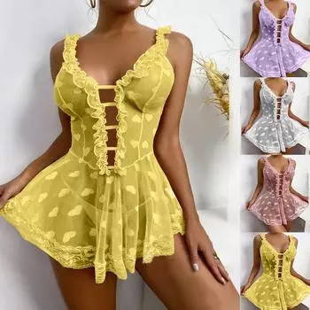 Сексуальное женское кружевное ночное белье Babydoll, женское нижнее белье, одежда для сна S белый