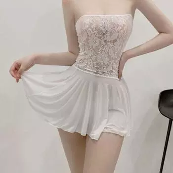 Сексуальное женское мини-платье с открытой спиной, плиссированное платье трапециевидной формы, кружевное прозрачное ажурное облегающее платье с высокой талией и оборками, сексуальная одежда One Size белый