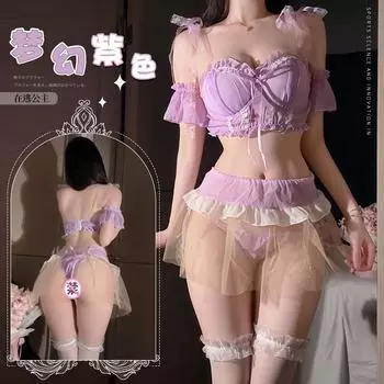 Сексуальное женское нижнее белье чистое желание милая милая горничная униформа принцесса платье соблазн бесплатный комплект 2924 Average size (80-60kg)