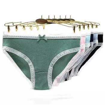Сексуальное женское нижнее белье, хлопковые повседневные трусы с низкой талией, прозрачные кружевные женские трусики, 6 шт./лот M