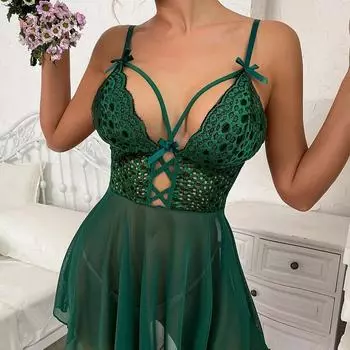 Сексуальное женское нижнее белье кружевная сетка ночная рубашка S