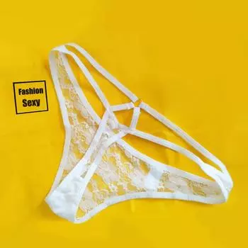 Сексуальное женское нижнее белье, кружевные стринги, женские трусики-стринги с низкой талией KL44 one size чёрный