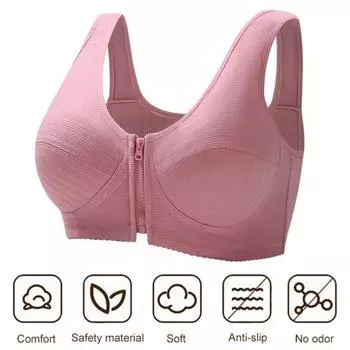 Сексуальное женское нижнее белье на молнии спереди, бюстгальтер, высокоэластичный, супер мягкий, впитывающий пот, без стального кольца, бюстгальтер, бюстгальтер 44