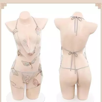 Сексуальное женское нижнее белье перспектива чистое желание вышивка бабочками пижама короткая юбка дразнящая страсть ночная сорочка комплект One Size