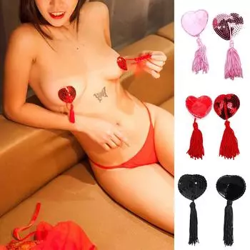 Сексуальное женское нижнее белье с блестками, кисточками для сосков, накладкой на грудь, наклейкой на бюстгальтер и пирожки
