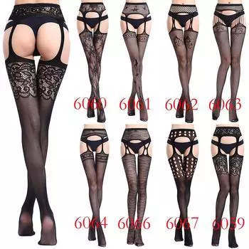 Сексуальное женское нижнее белье, сетчатый кружевной топ, подвязки, чулки, колготки D