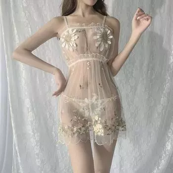 Сексуальное женское нижнее белье сексуальное кружевное комбинезон перспектива сетка соблазнительная юбка пижамный комплект One size (80-62.5 kg)