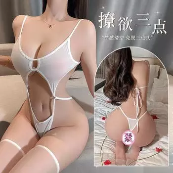 Сексуальное женское нижнее белье, свободный трехточечный комбинезон на шнуровке, униформа для флирта, горячая постель, страсть, костюм average size