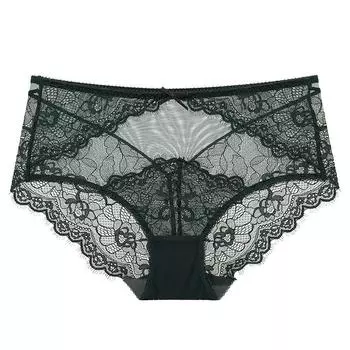 Сексуальное женское нижнее белье, ультратонкие прозрачные кружевные трусики, удобные дышащие трусы с высокой талией, приподнимающие бедра S серый