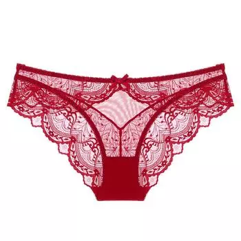 Сексуальное женское нижнее белье, ультратонкие сетчатые кружевные трусики, дышащие удобные треугольные трусы с низкой талией S белый